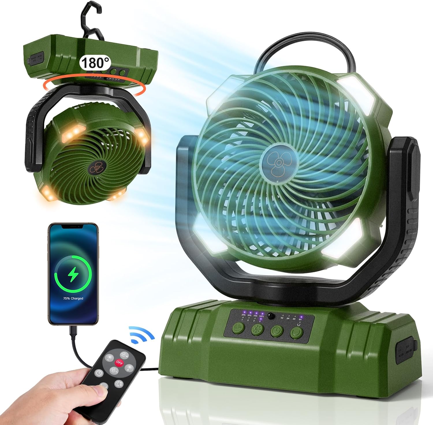 Portable Rechargeable Camping Fan & Light Combo