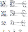 3 Pairs Moissanite Earrings Studs 14K Gold Plated S925 Sterling Silver