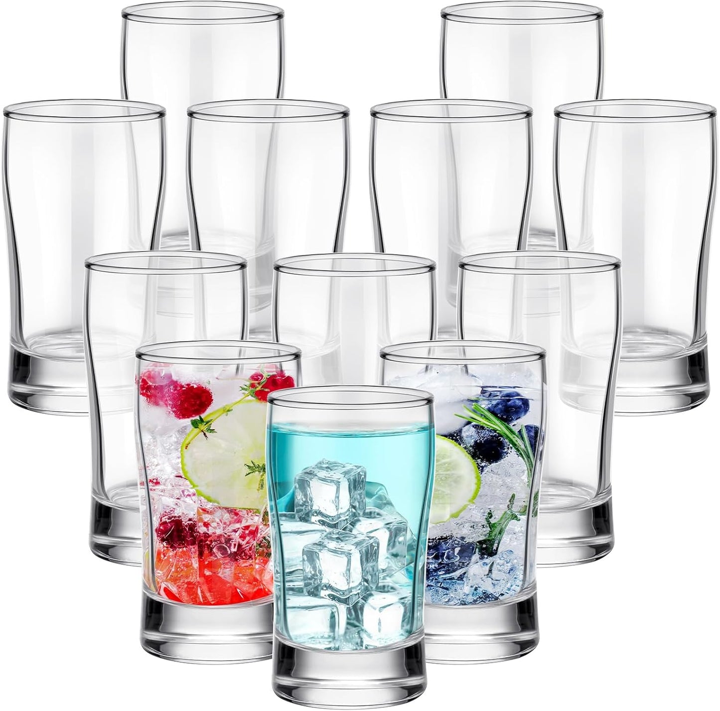 Bokon 12 Pcs Beer Glasses for Iced Tea and Juice - Heavy Base
