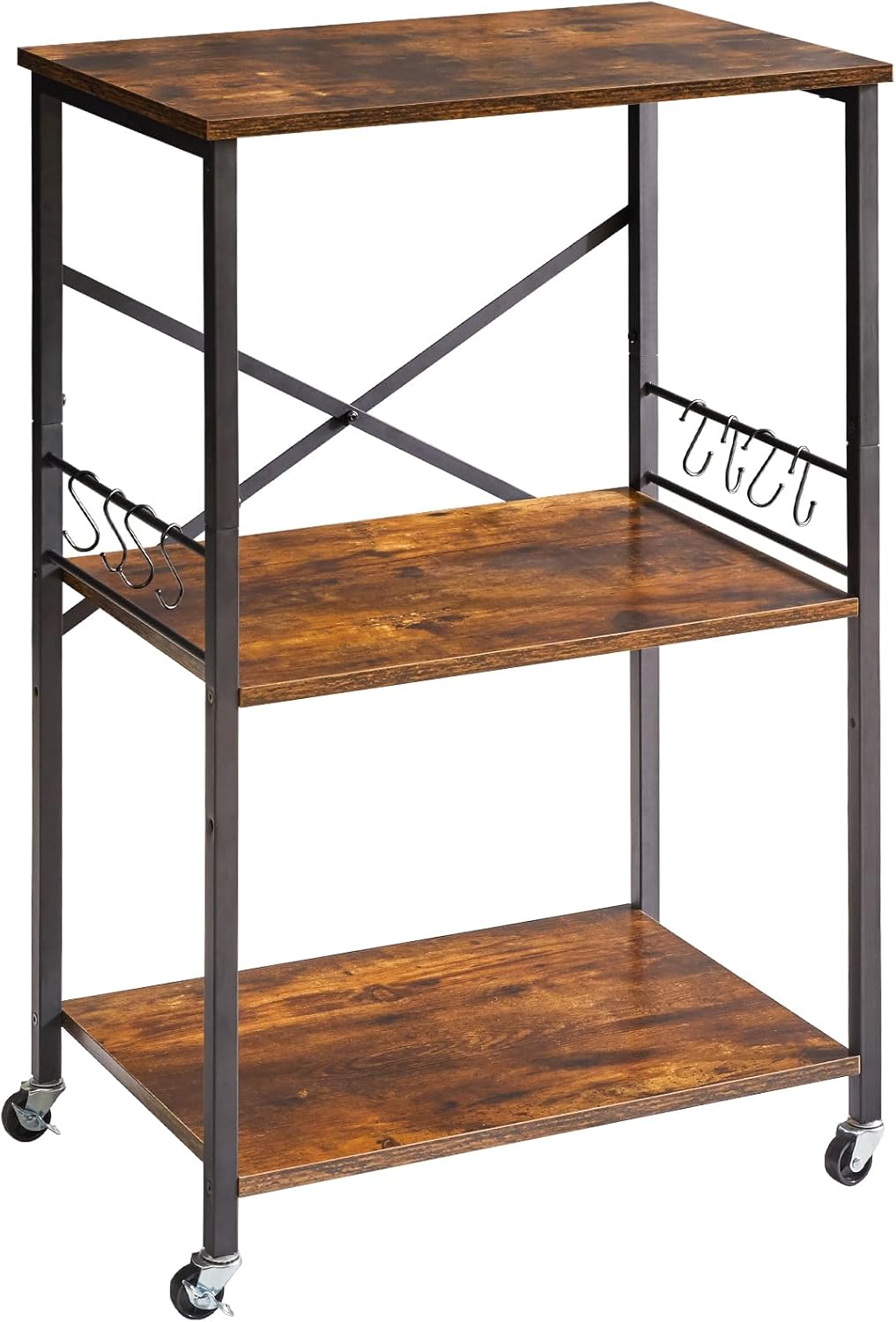 3-Tier Kitchen Shelf Cart with Metal Frame