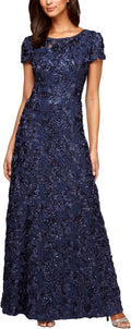 Stylish Long Mother of the Bride Dress with Elegant Rosettes