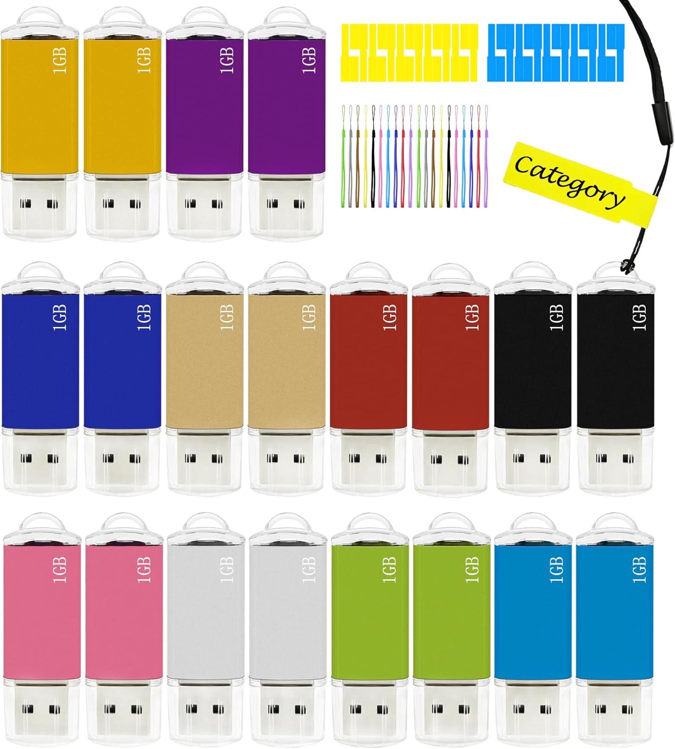 1GB USB Flash Drive 20 Pack for Work, School, and Travel