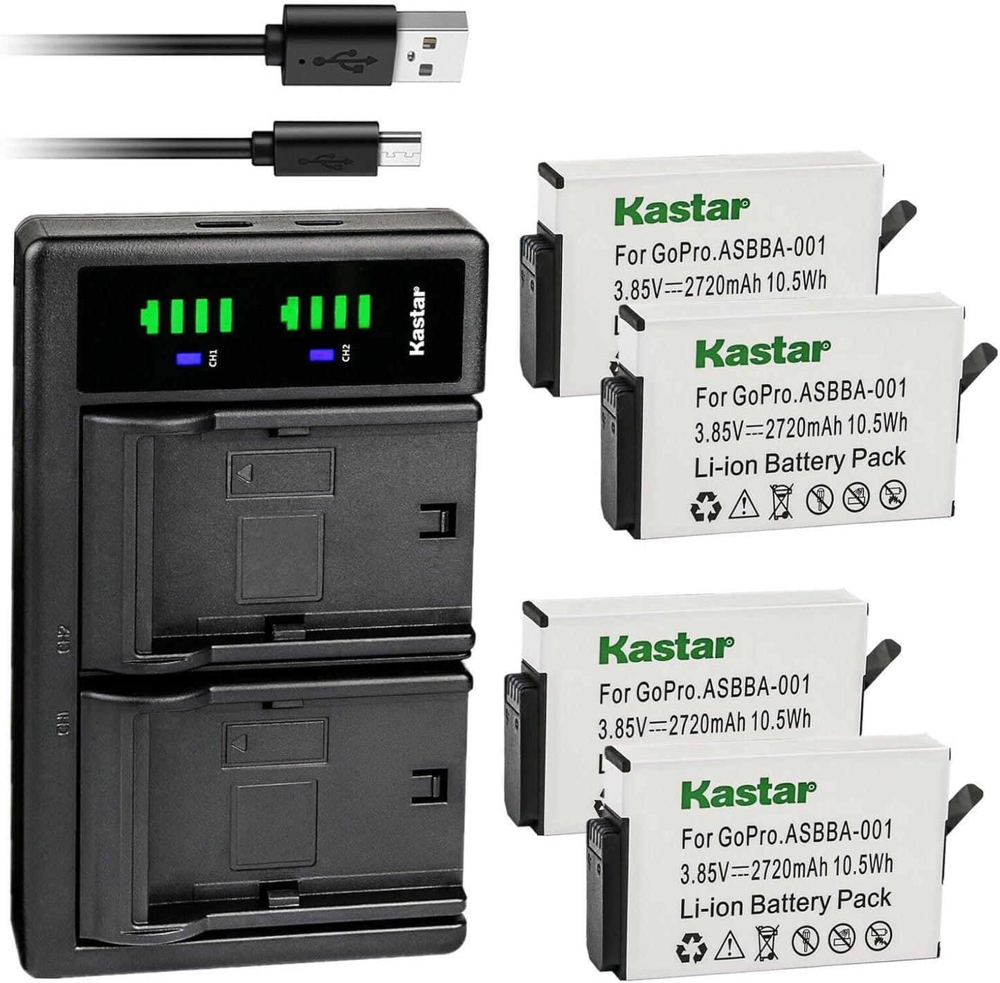 Kastar 4-Pack Battery and USB Charger for GoPro Cameras