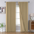 Blackout Curtains 96 in Length 2 Panels Set in Beige - Thermal