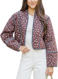 Floral Print Cropped Reversible Jacket for Women by Omoone