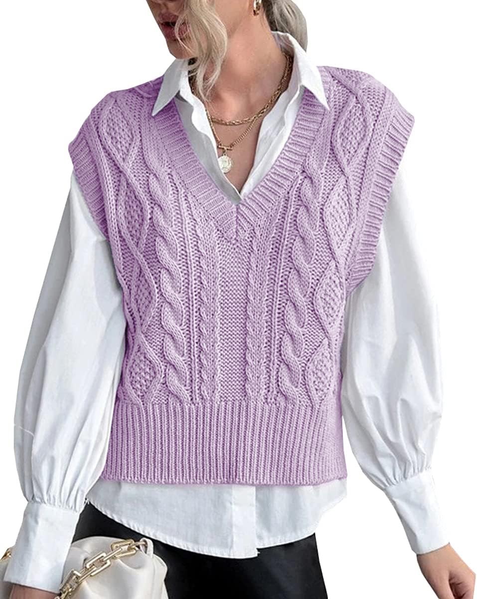 Stylish V Neck Sleeveless Sweater Vest for Women Casual Wear
