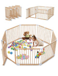 Foldable Wooden Playpen: Large & Adjustable for Babies