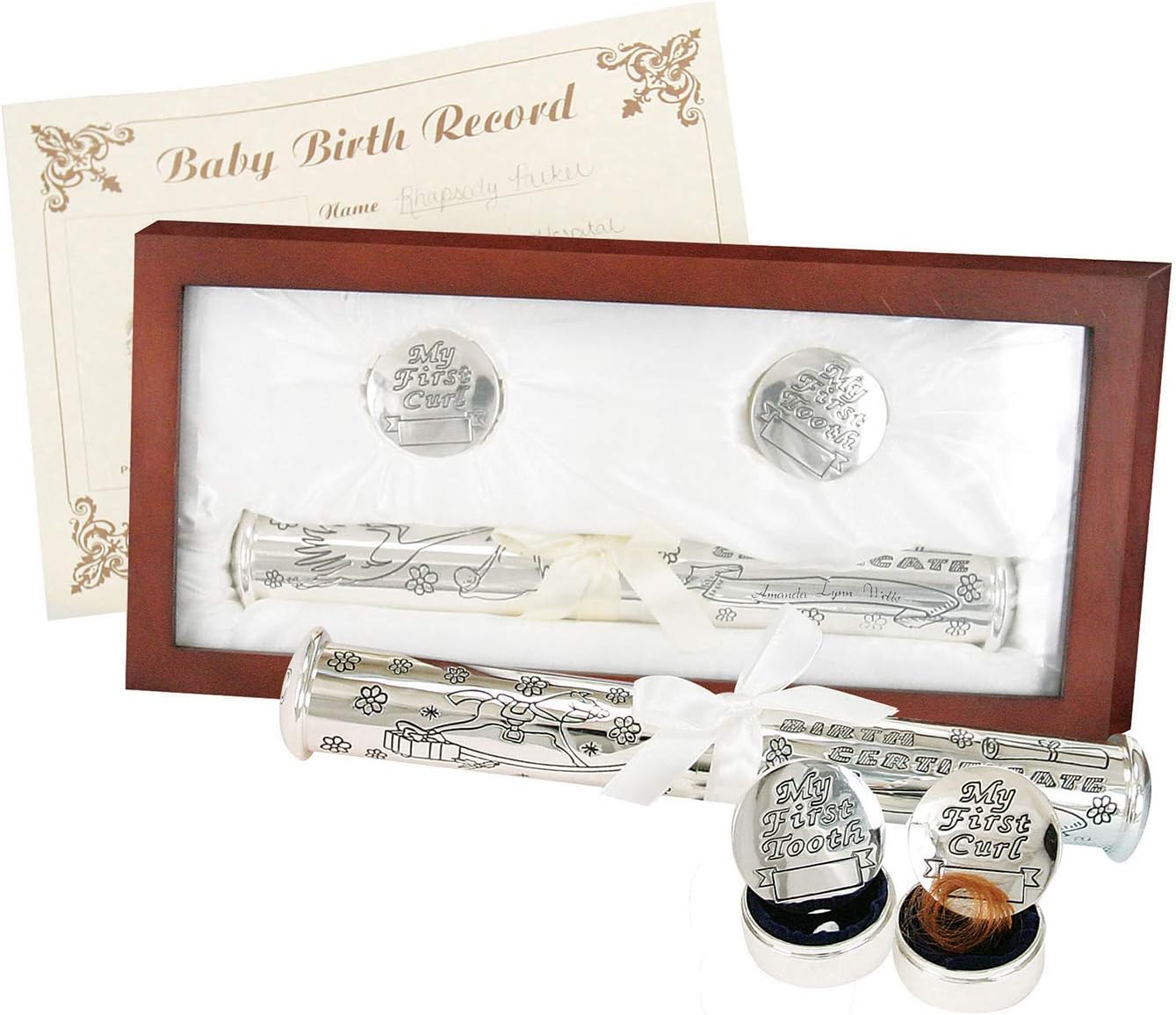 Stephan Baby Keepsake Box with Silver Plated Birth Certificate Holder