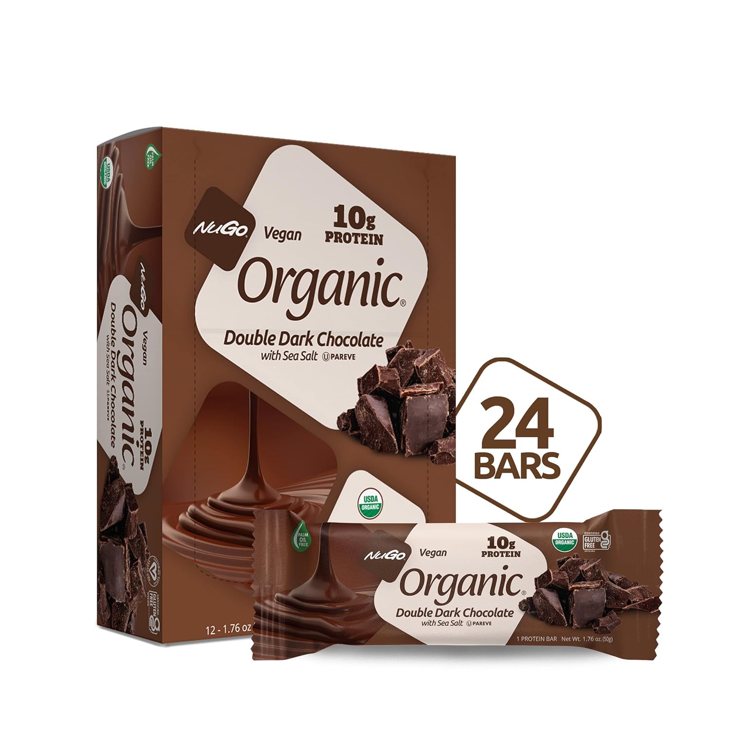 Nugo Organic Double Dark Chocolate Protein Bars, Vegan & Gluten Free