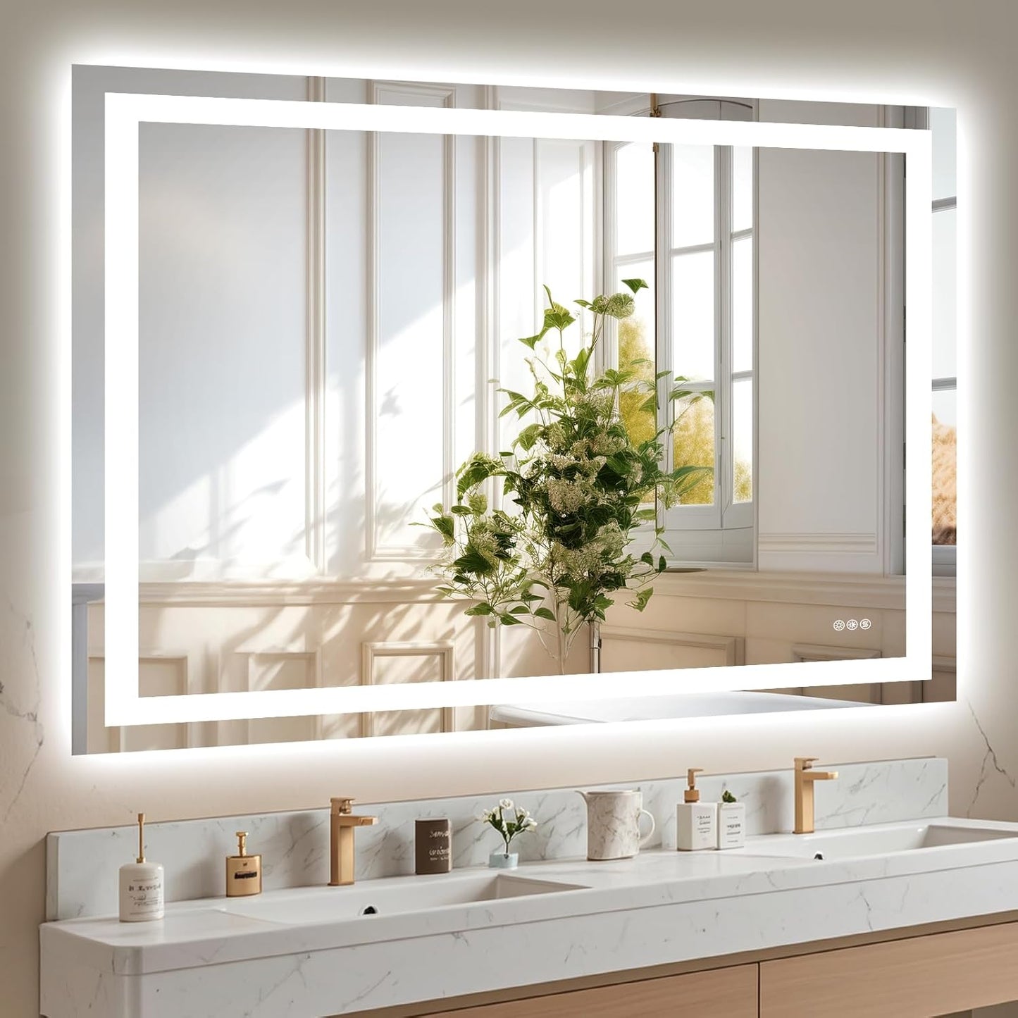 48X40 LED Bathroom Mirror with Lights, Anti-Fog, Dimmable