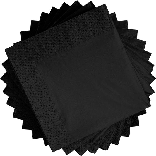 100 Count Black Beverage Napkins - Ideal for Parties & Events