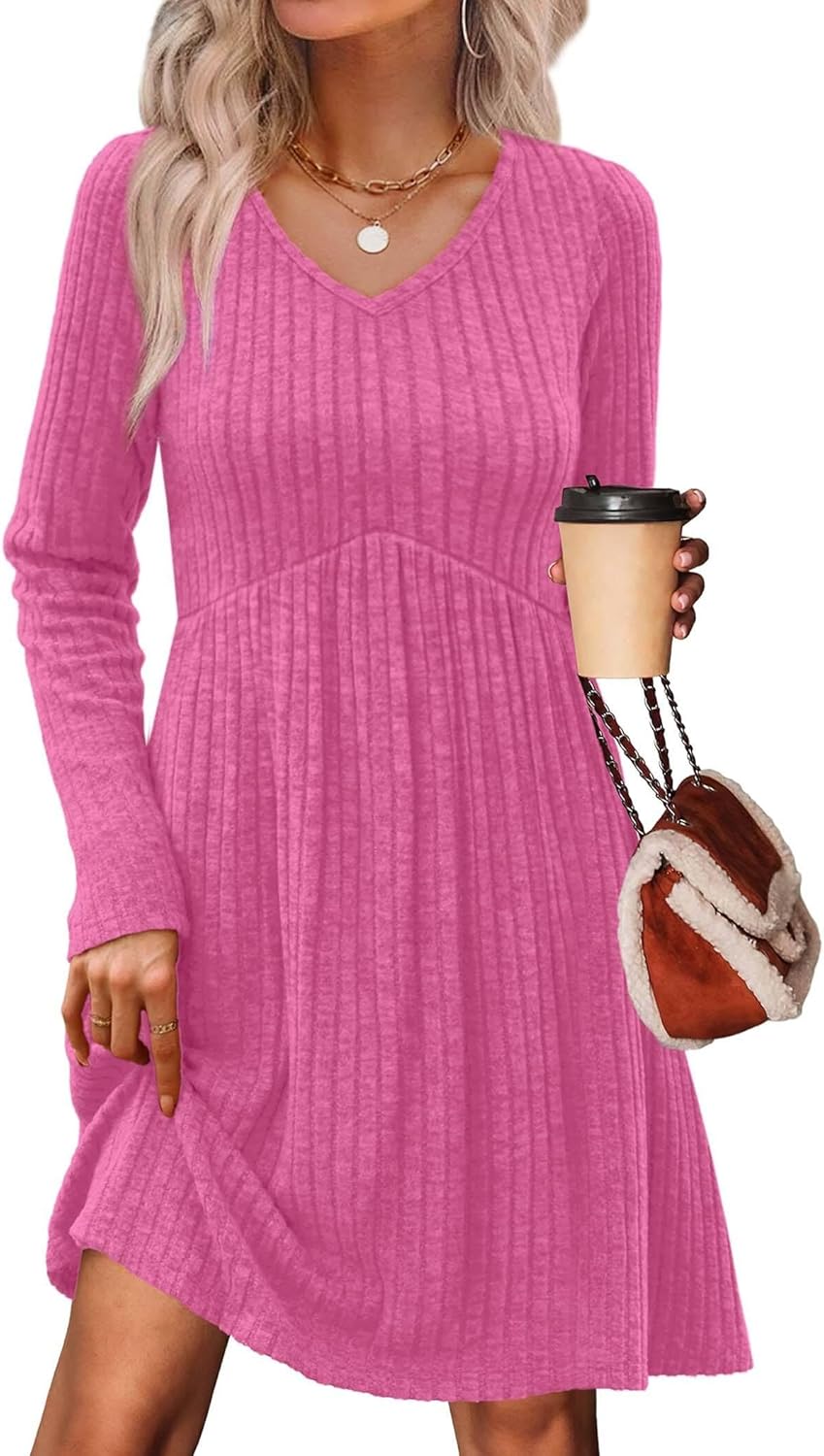 OFEEFAN Long Sleeve Sweater Dress for Fall Fashion 2025