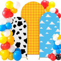 3 Pcs Cartoon Story Plaid Arch Backdrop Cover Set - Versatile Spandex