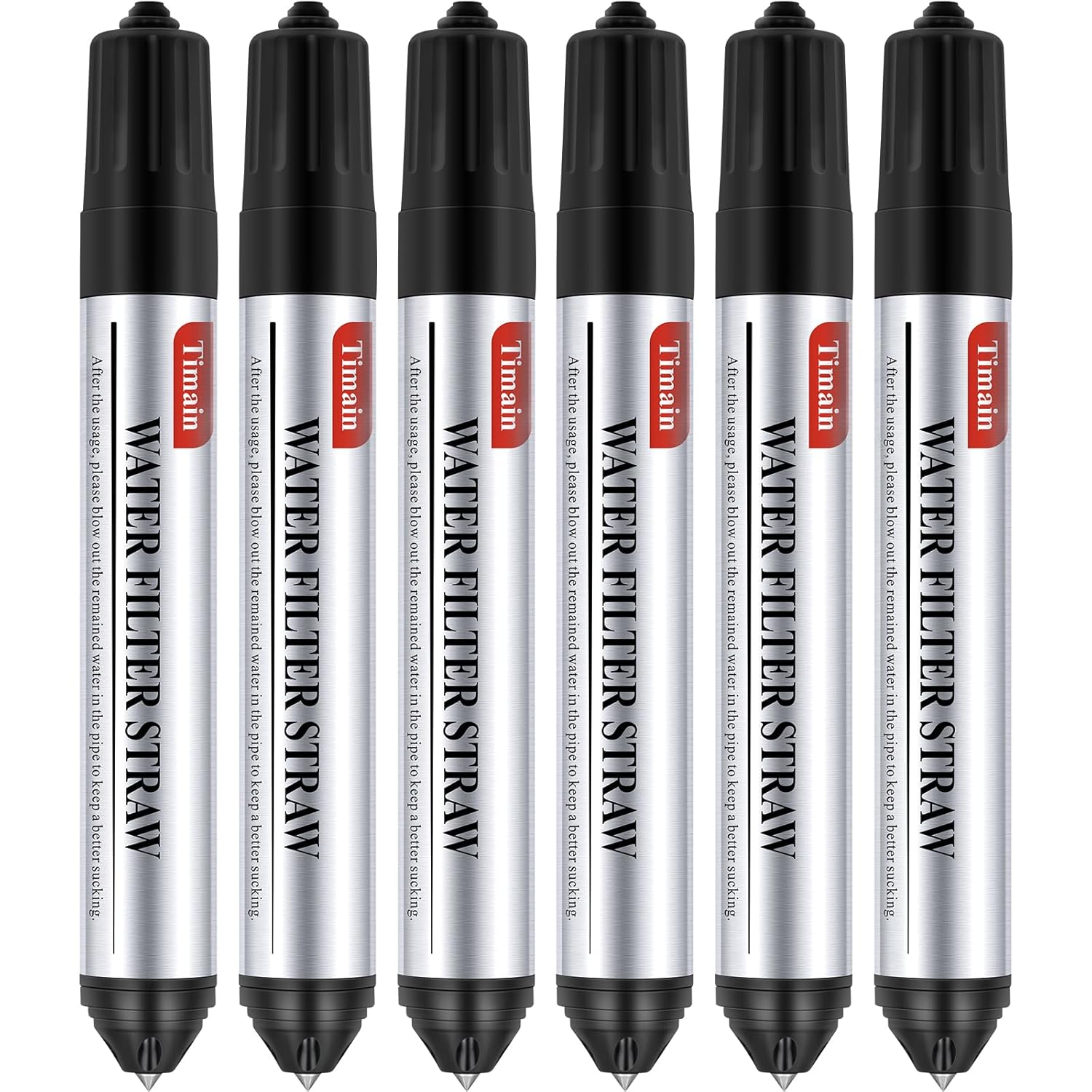 6-Pack Timain Mini Water Filter Straws: Portable Purification
