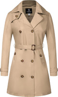 Women's Double Breasted Mid-Length Trench Coat for Stylish Warmth