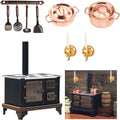 1/12 Miniature Cooking Stove Retro Metal Kit - Vintage Kitchen Accent