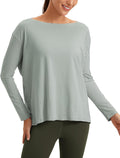 Pima Cotton Long Sleeve Workout Shirt for Women - Soft Loose Fit