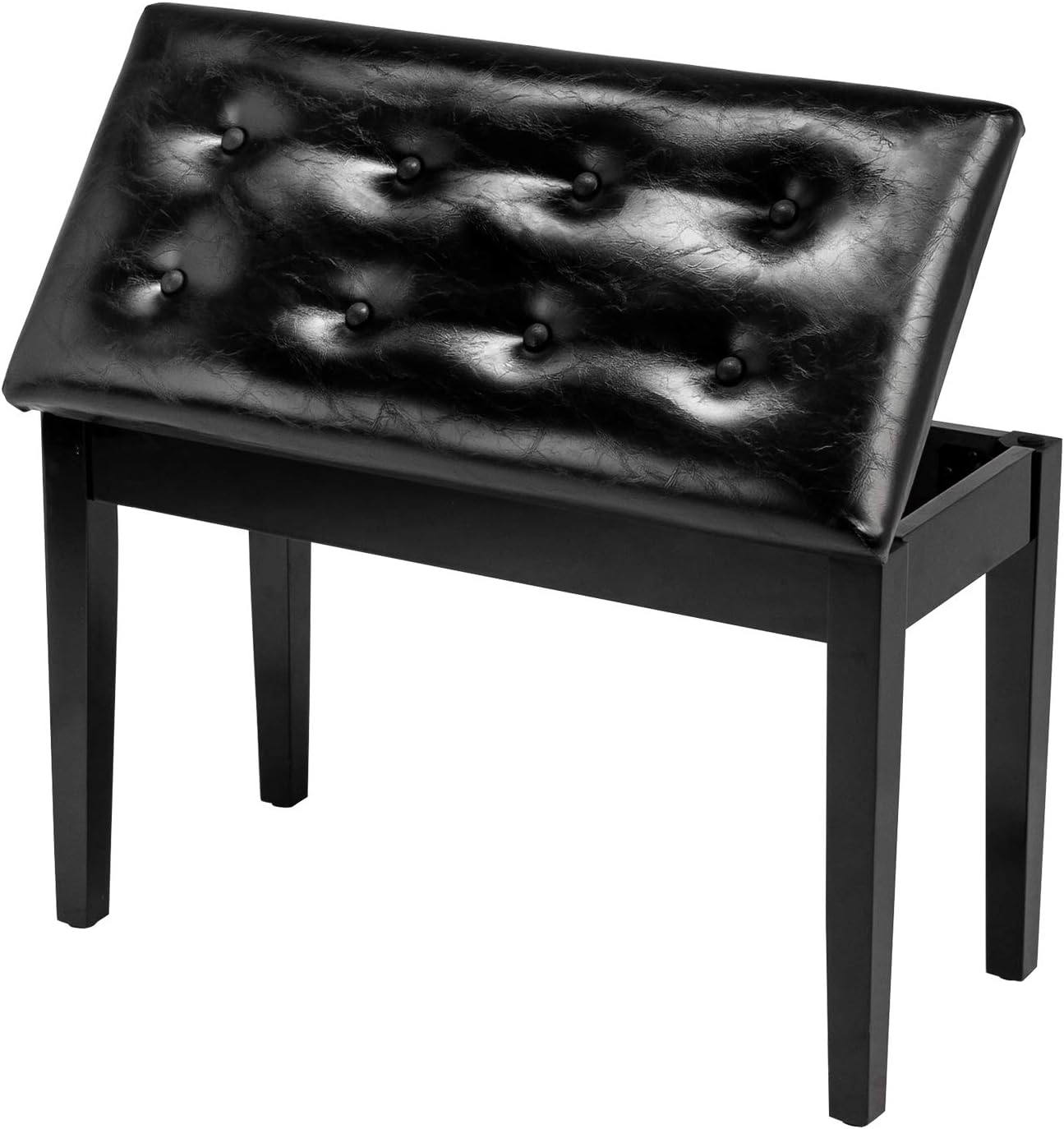 Bonnlo Wooden Double Piano Bench with Storage and Cushion