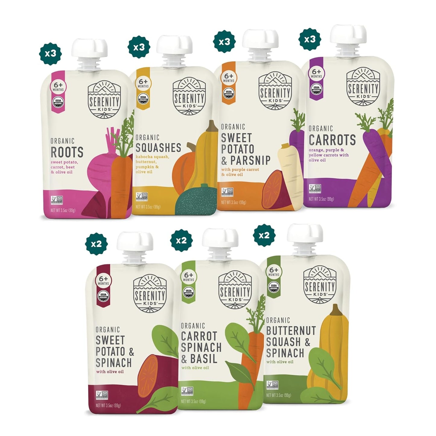 Serenity Kids Organic Veggie Puree Pouches for Healthy Babies
