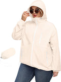 Plus Size Womens Waterproof Rain Jacket with Hood - Packable Trench