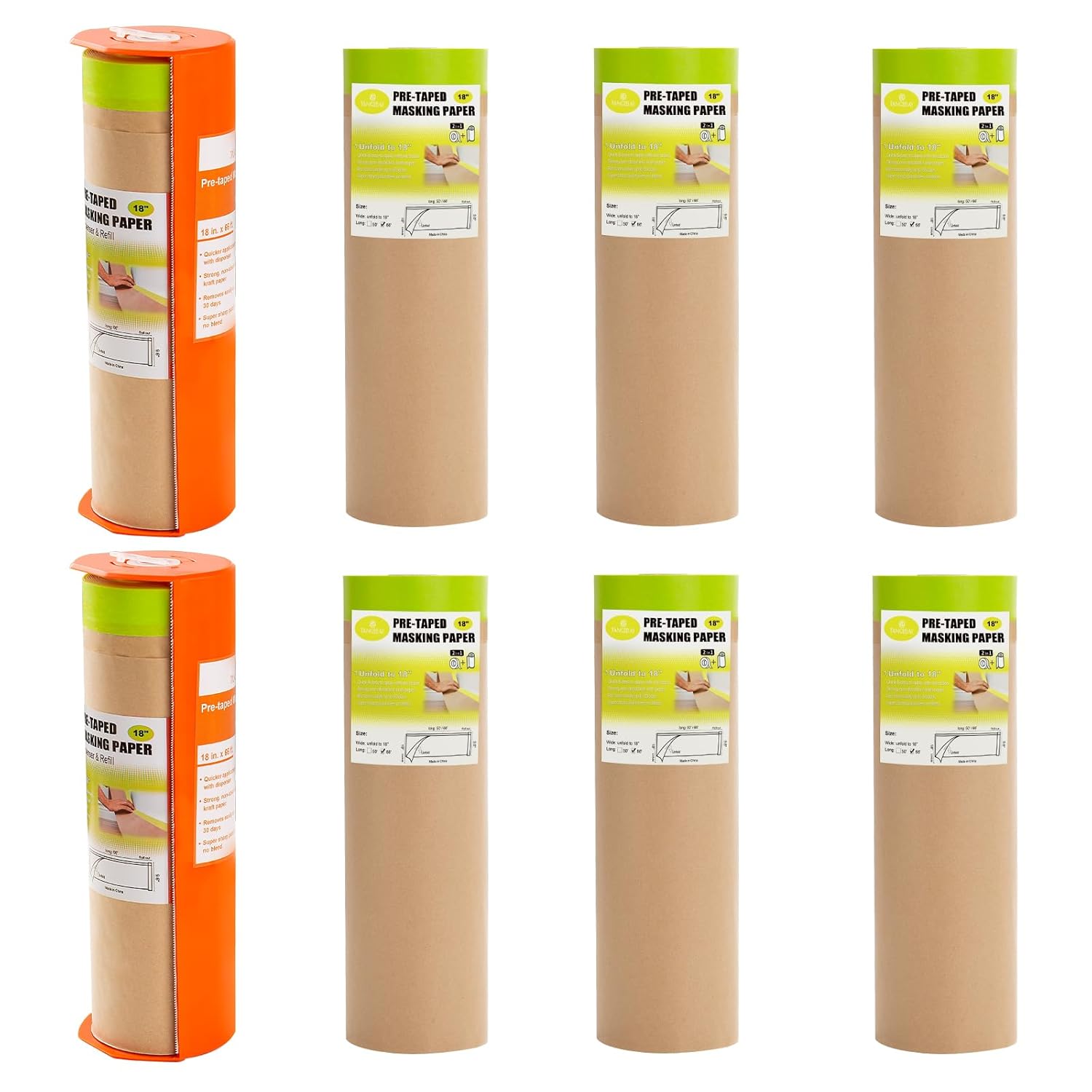Pre-Taped Masking Paper with Dispenser for Easy Painting Tasks