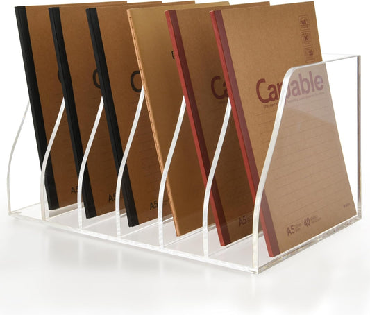 Acrylic Magazine File Holder with 6 Vertical Compartments