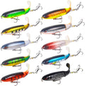 Whopper Topwater Popper Lures 10-Pack - Floating Rotating Tail Kit