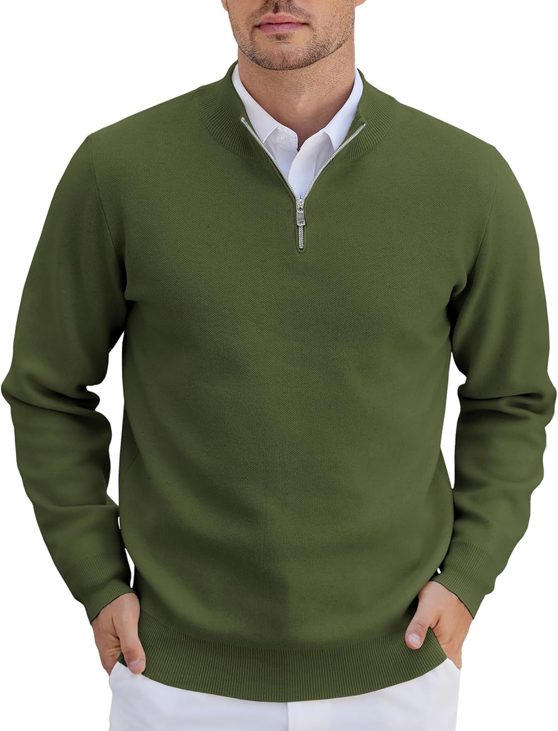 COOFANDY Mens Quarter Zip Pullover Slim Fit Lightweight Sweater