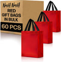 Nush Nush Shiny Red Gift Bags Bulk - Set of 60 Medium Reusable Bags