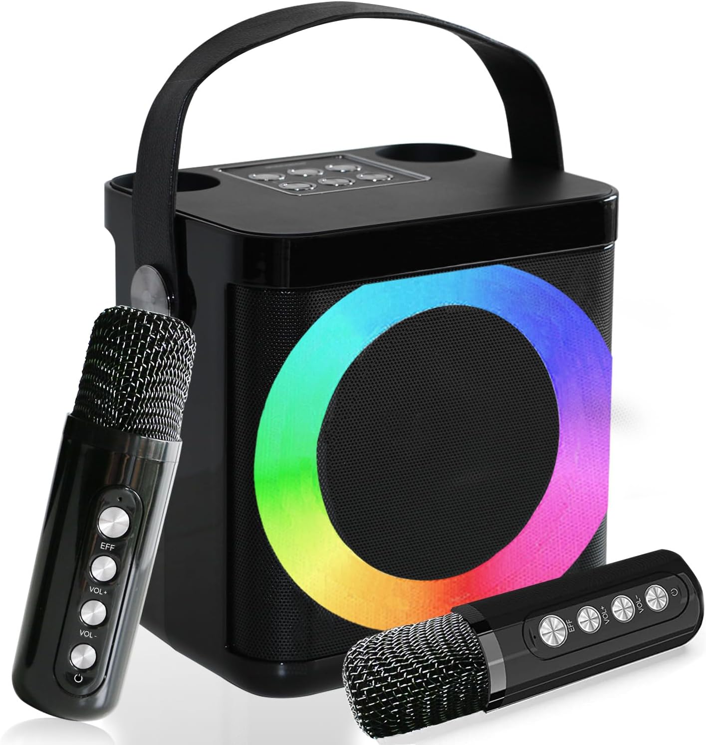 Mini Karaoke Machine with Bluetooth Speakers and Microphones