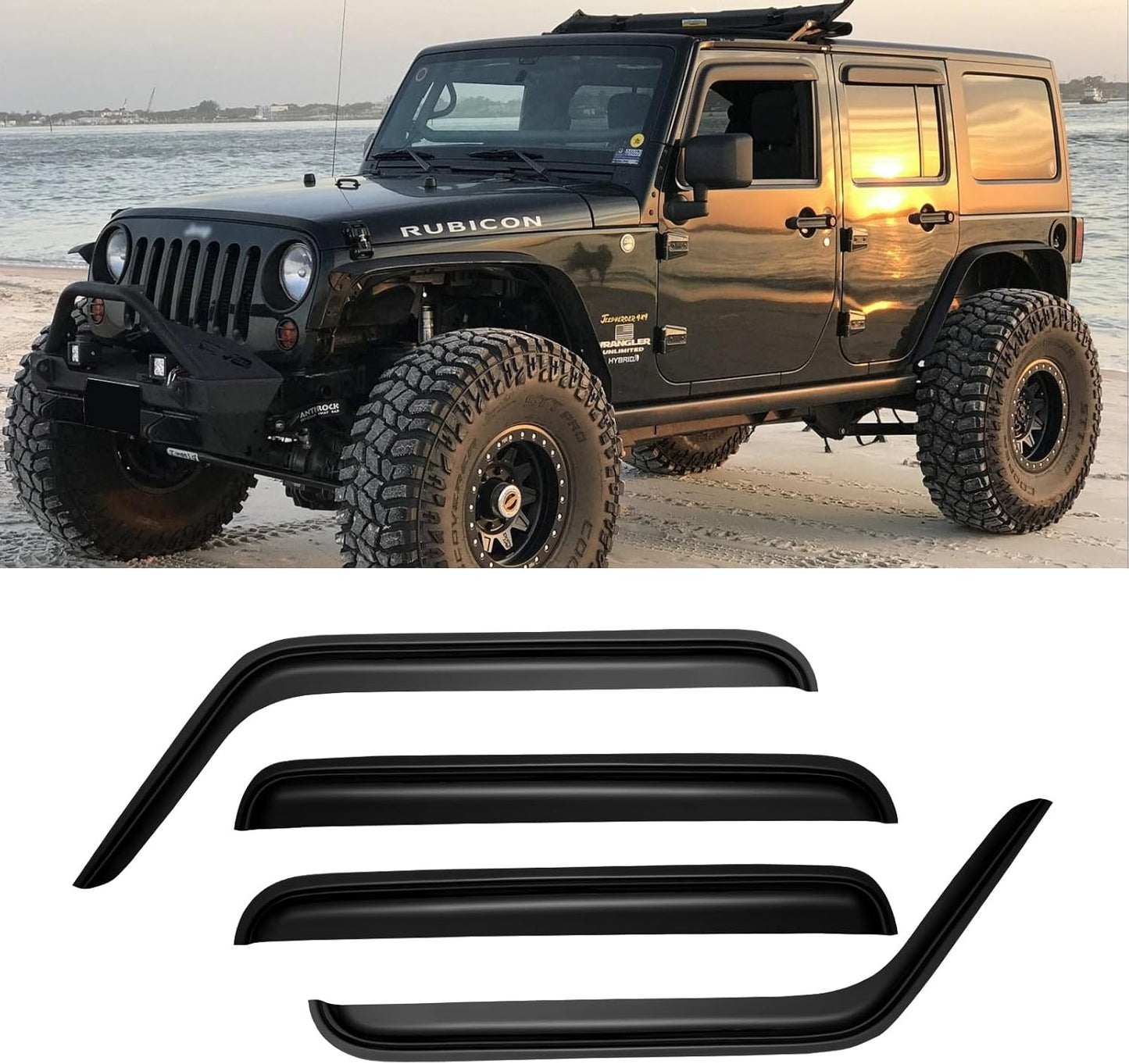 Window Visors for Jeep Wrangler JK Unlimited 2007-2018 - Dark Smoke