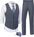 JPF Men's 2 Piece Slim Fit Suit Set - Includes Vest, Pants and Tie 3