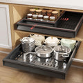 Pull Out Cabinet Organizer 2 Pack - Expandable No-Drill Roll Out Shelf