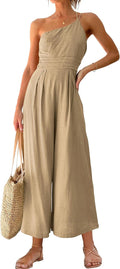 Fashionable Women's High Waist One Shoulder Jumpsuit for Summer