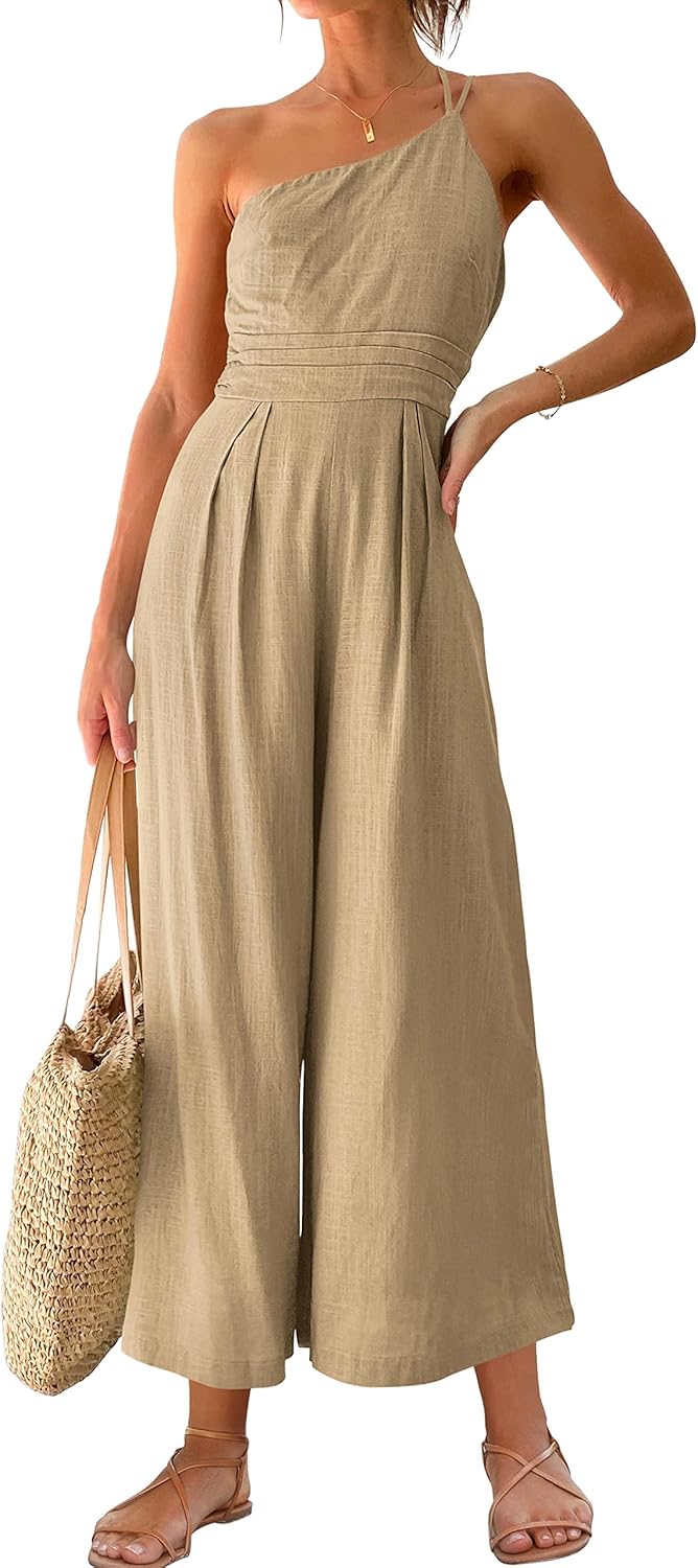 Stylish Women's Summer One Shoulder High Waist Jumpsuit