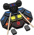Portable Electric Drum Set with MIDI and Dual Speakers for All
