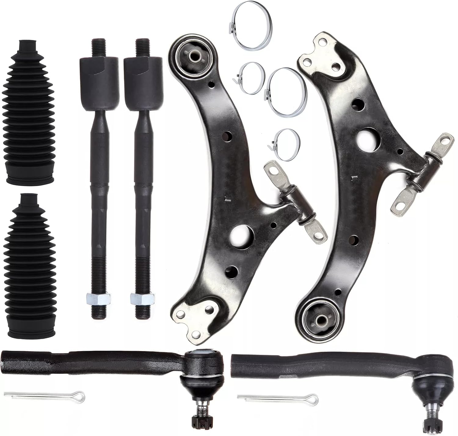 8pc Front Lower Control Arm Tie Rod End Rack Bellow for Lexus