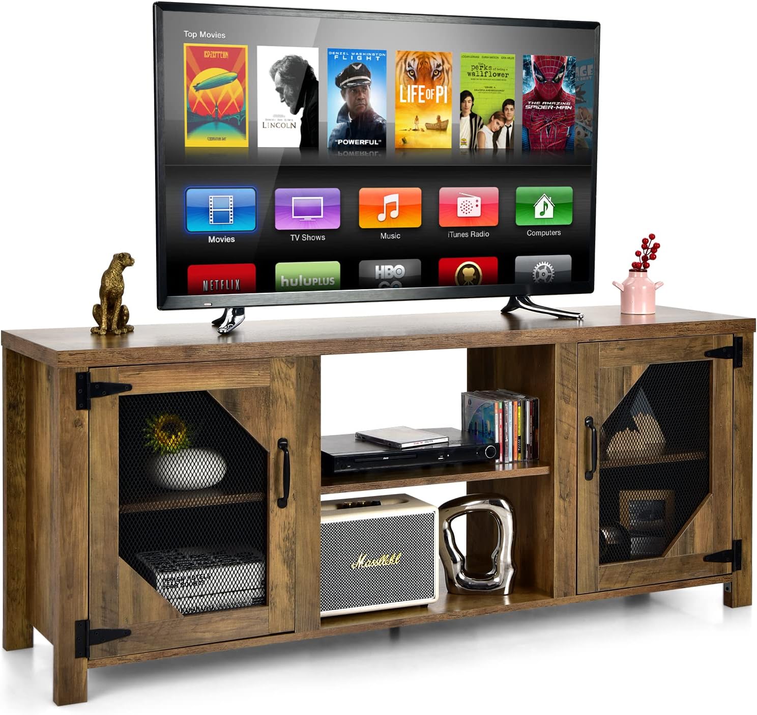 Tangkula 65 TV Stand - Rustic Industrial Charm