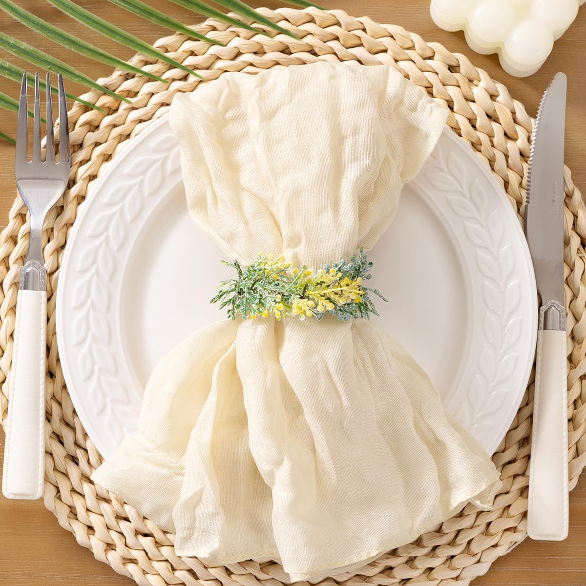 Socomi Beige Cheesecloth Napkins Set of 50 for Elegant Events