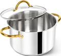 MICHELANGELO Stainless Steel Stock Pot 6 Qt - Even Heat, Induction
