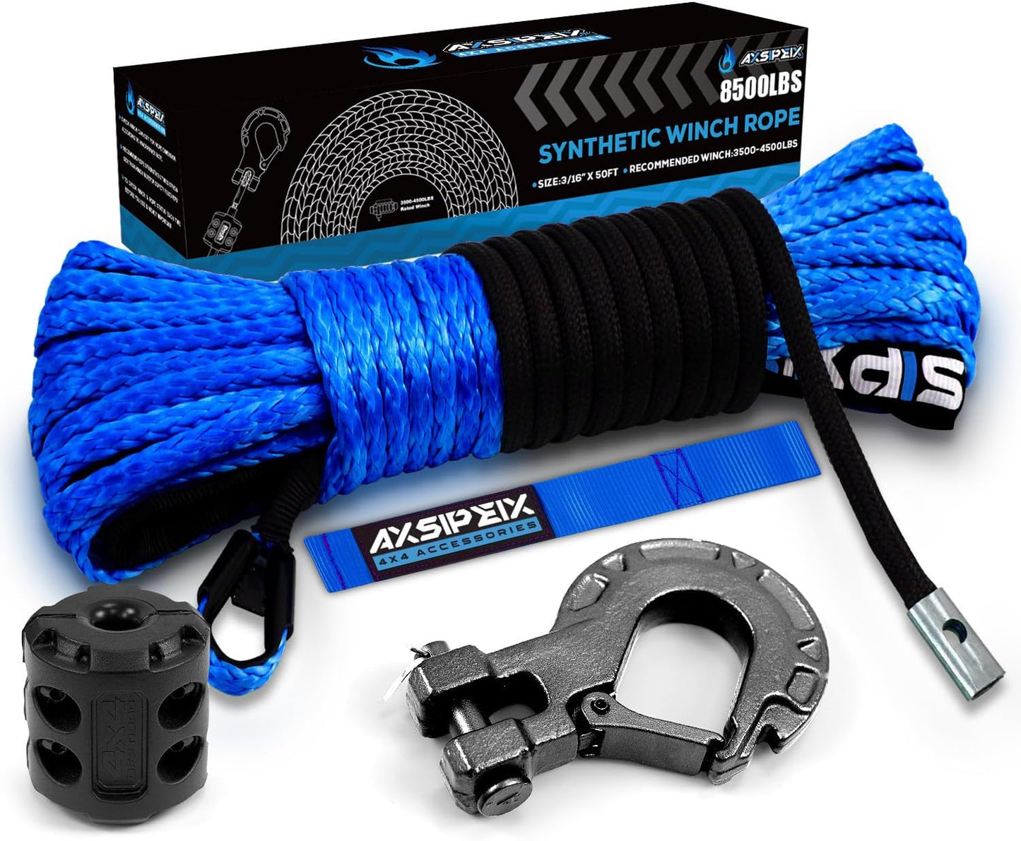 Synthetic Winch Rope Kit 3/16in x 50ft for ATV UTV Adventures