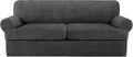 3 Piece T Cushion Sofa Slipcovers Stretch Couch Cover - Dark Gray