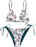 ZAFUL Women's Triangle Bikini Floral String Bikini Set - Flirty Fit