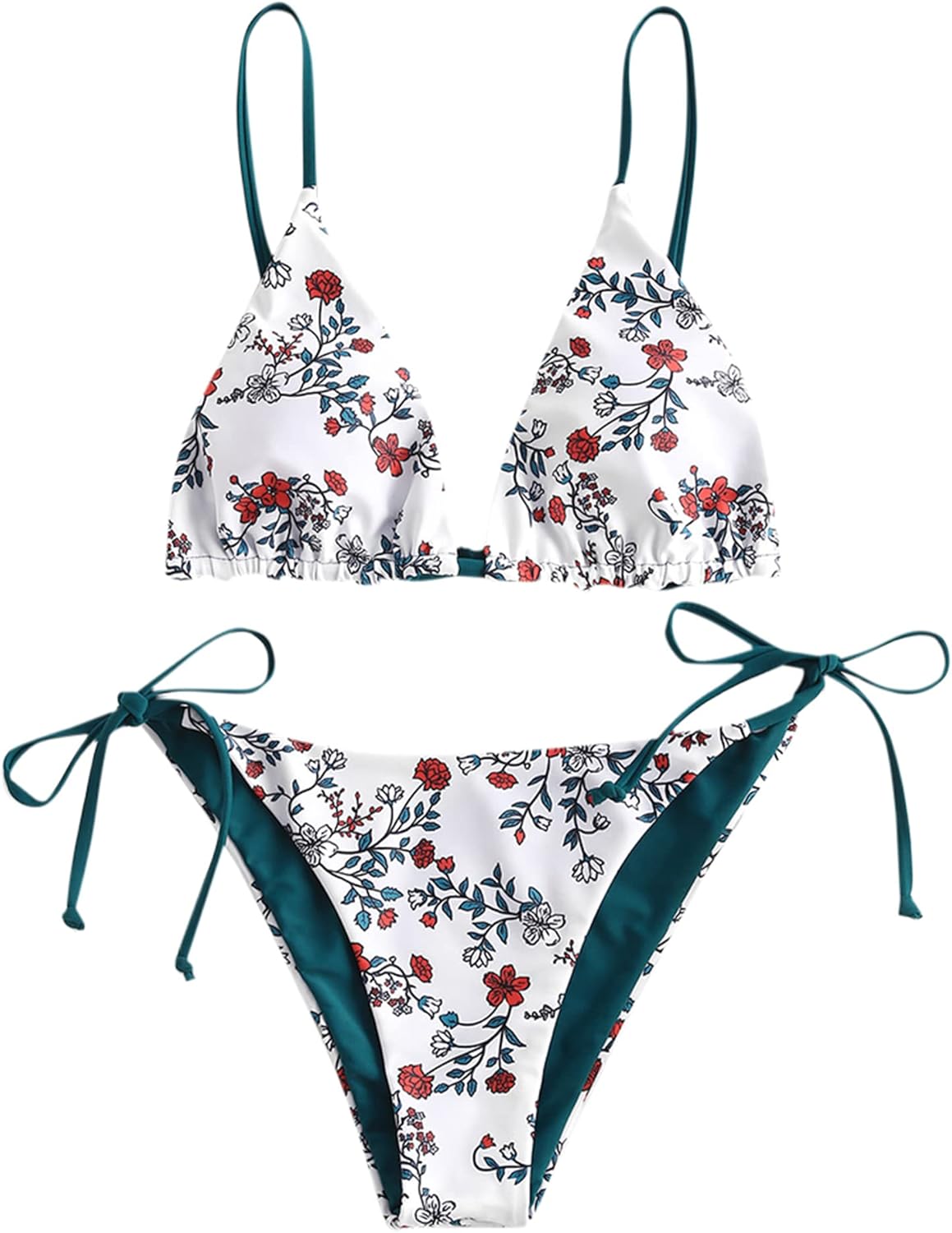 ZAFUL Women's Triangle Bikini Floral String Set for Summer Fun