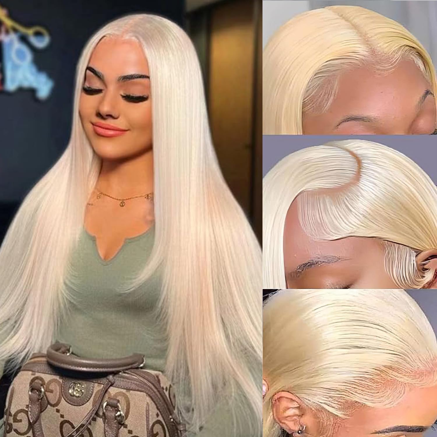 613 Lace Front Wig Human Hair 22 Inch Blonde HD Transparent