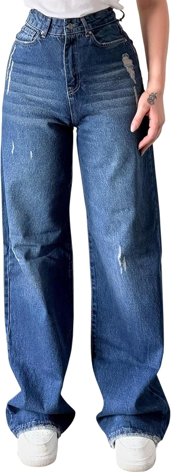 Women's High Waist Baggy Denim Jeans for Casual Streetwear