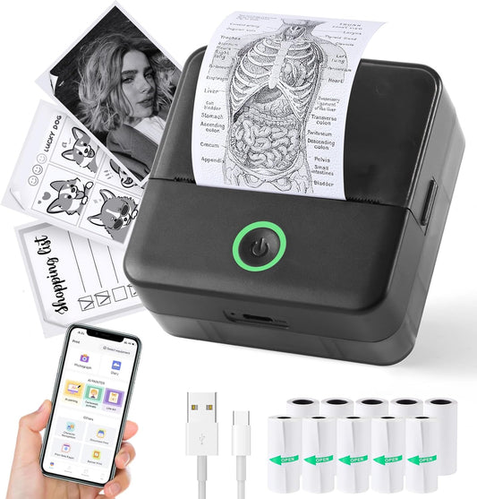 Inkless Sticker Maker with 10 Rolls Paper - Anywhere Printing