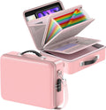 File Organizer Pink Hard Case Fireproof Document Box - Lockable