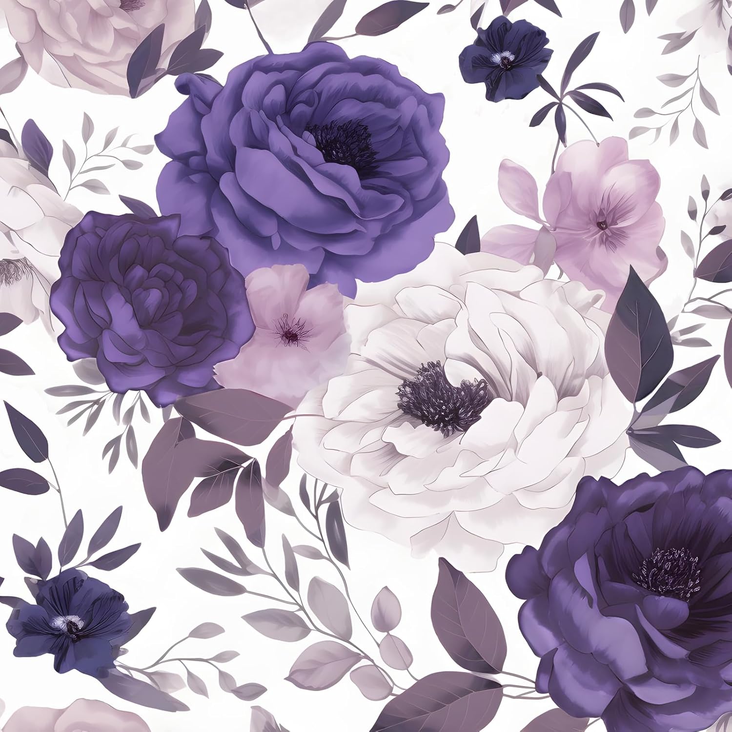 Purple Rose Floral Wallpaper Peel and Stick for Home Decor