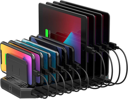 10-Port USB Charging Station by Unitek - Fast Charging for All Your Devices
